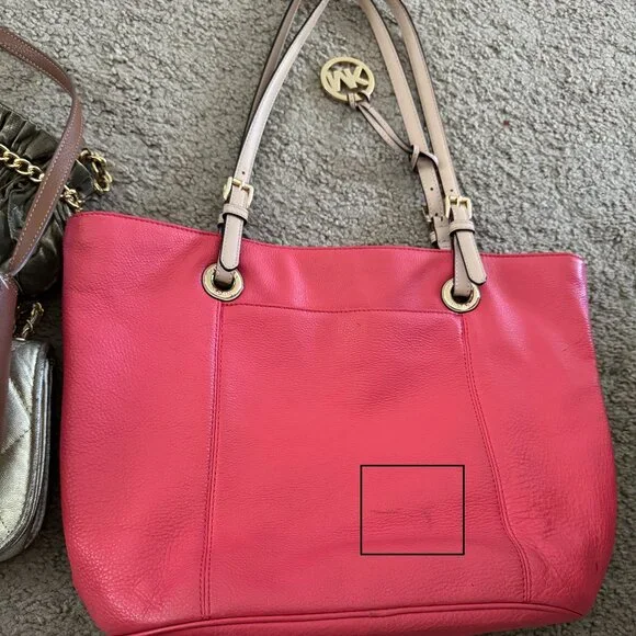 Michael Kors Bedford Coral Pebbled Leather Tote Handbag bundle of 4 purses - Picture 2 of 15